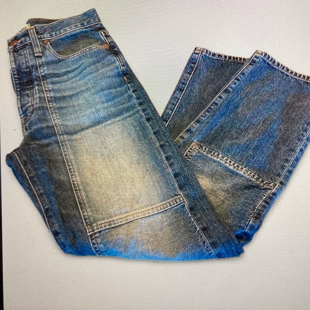 Madewell Rivet & Thread Patches Two-Tone Denim High-Rise 70’s Hippie Women SZ 27